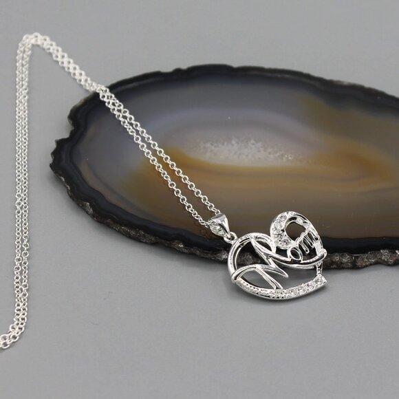 Jewelry necklace heart love Mom Mother crystals sparkly sparkle elegant new - Picture 2 of 6